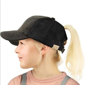 C.C. Girl kids messy bun/high pony tail hat